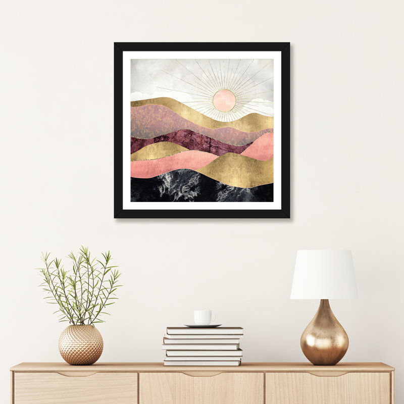 « rosé sun » par spacefrog designs-print, H 24 po x l 24 po x P 1 po, Papier avec cadre noir