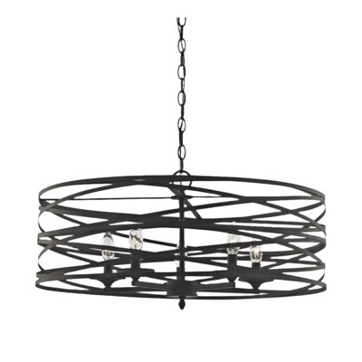 4-Light Strap Cage Chandelier - Weathered Iron