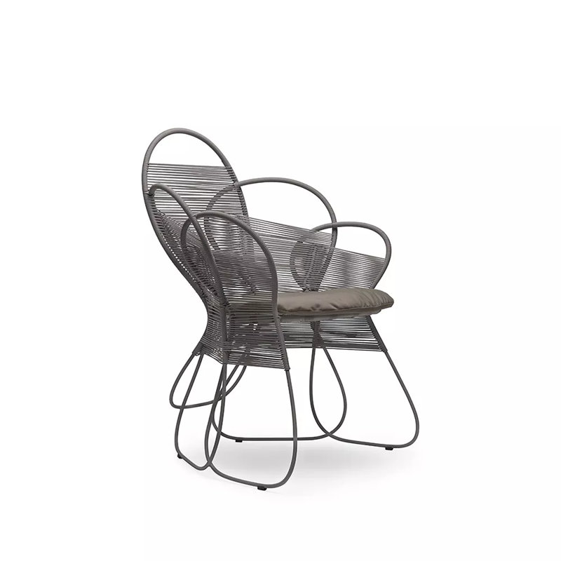 Trame Outdoor Dining Armchair, Canvas Taupe, Pale Gray