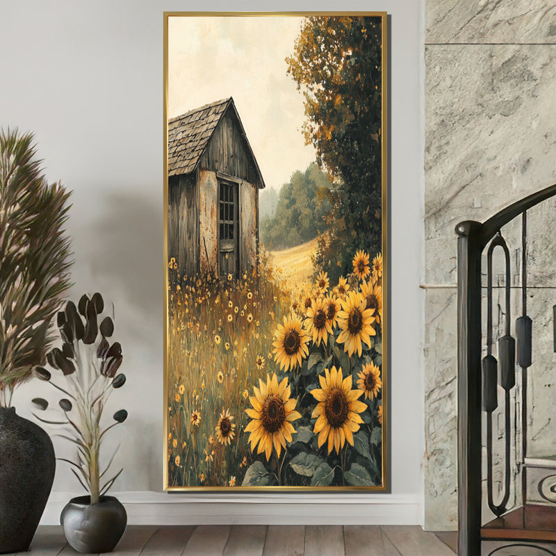 «Ditmore Country Side Sunflowers By The Chicken Coop II - Sunflowers», reproduction sur toile encadrée, H 60 po x l 28 po