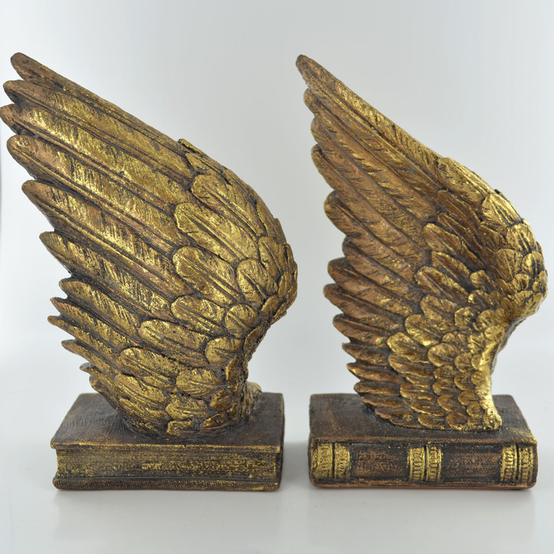 Gold Angel Wings Shelf Tidy Bookends