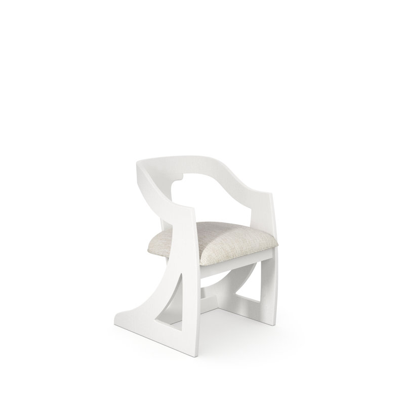 Crescent Mid Century Modern Barrel Chair, Lino Bianco