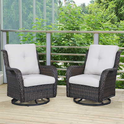 Tonry Patio Swivel Wicker Outdoor Rocking Chairs with Cushions