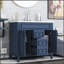 Meuble-lavabo de salle de bain avec lavabo supérieur, armoire de rangement avec portes et tiroirs à fermeture en douceur, évier simple