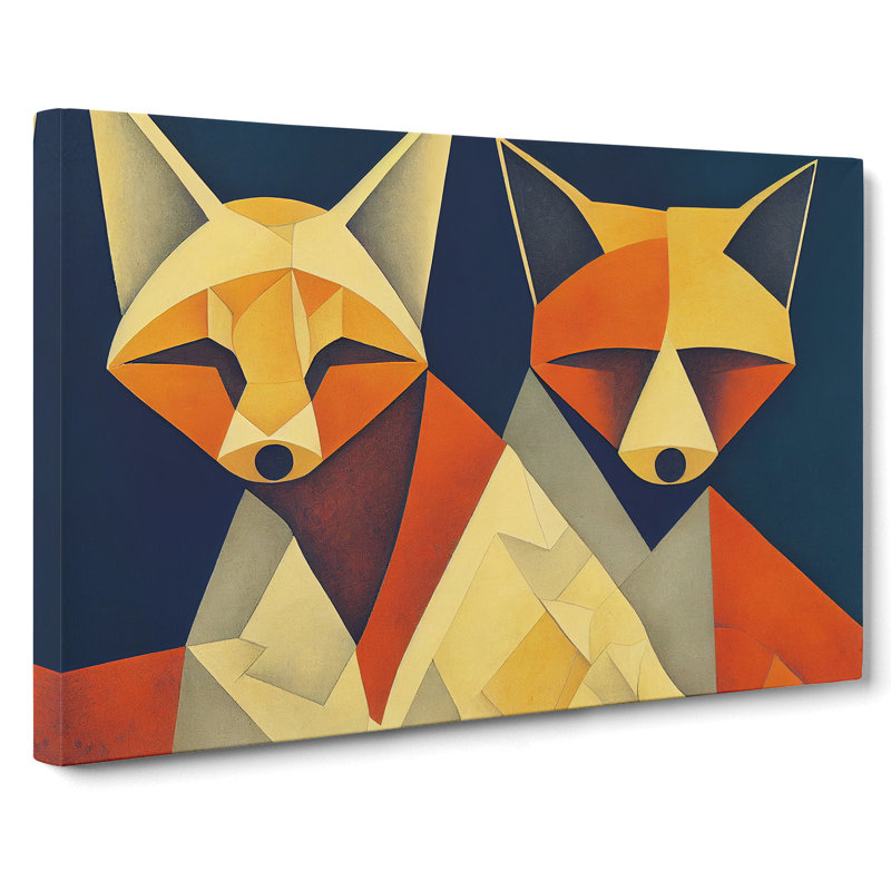 Two Abstract Foxes Vol.3 - Wrapped Canvas, 35cm H x 50cm W x 3cm D