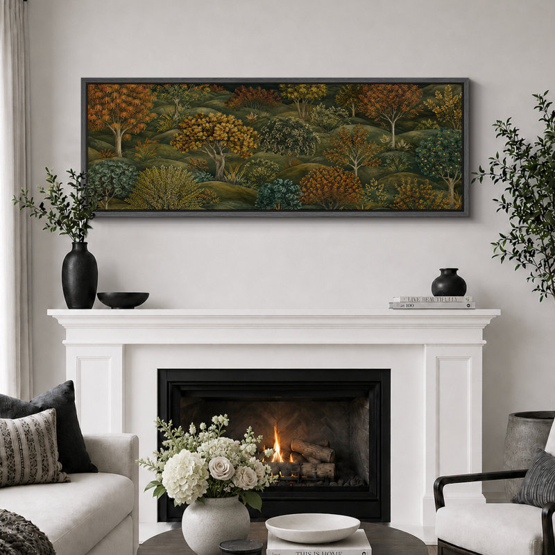 «Moody Rolling Hills Woodland», art du salon, impression sur toile encadrée, 3 pièces , H 20 po x l 60 po x P 1,5 po