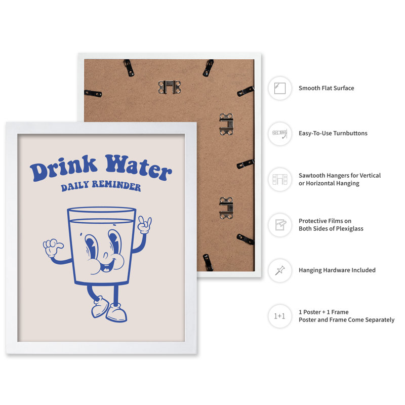 Drink Water No4, Poster, White Framed, 16"H x 20"W