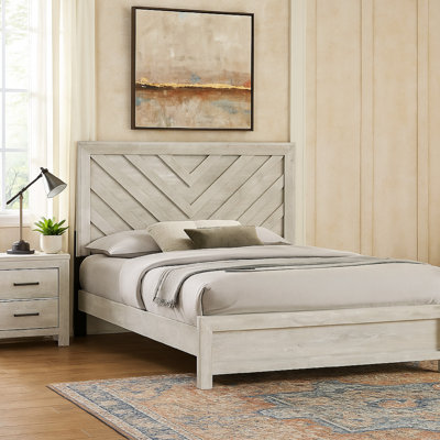 Velz W Chevron Patterned Headboard, Wood Finish