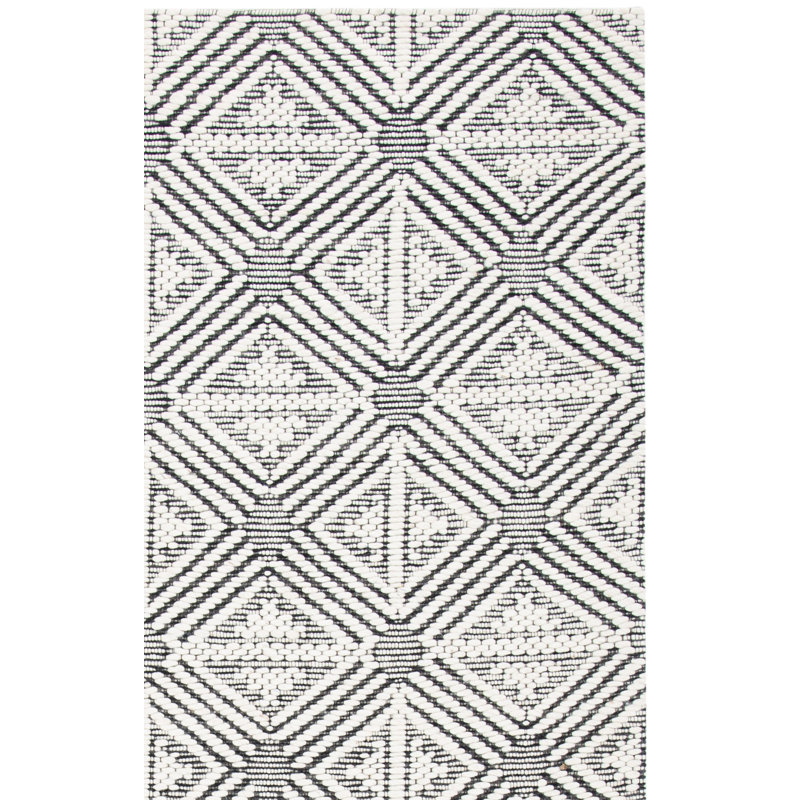 Tapis géométrique en laine et en coton tissé à la main Ashaud, Tapis de couloir 2 pi 3 po x 8 pi