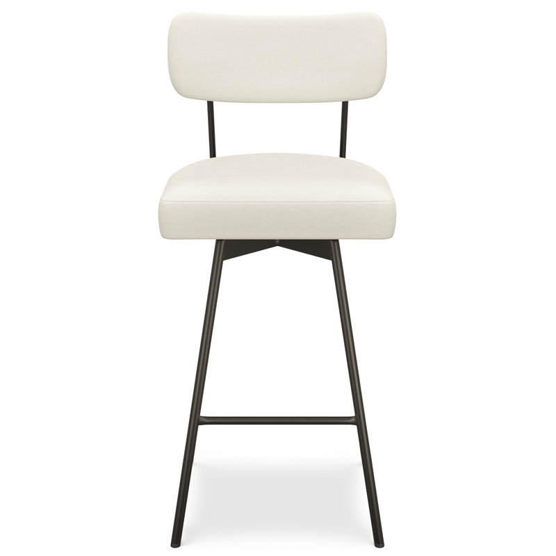 Giselle Swivel Upholstered Contemporary Modern Stool with Footrest, Light Gray, Bar Stool (28.94" Seat Height)