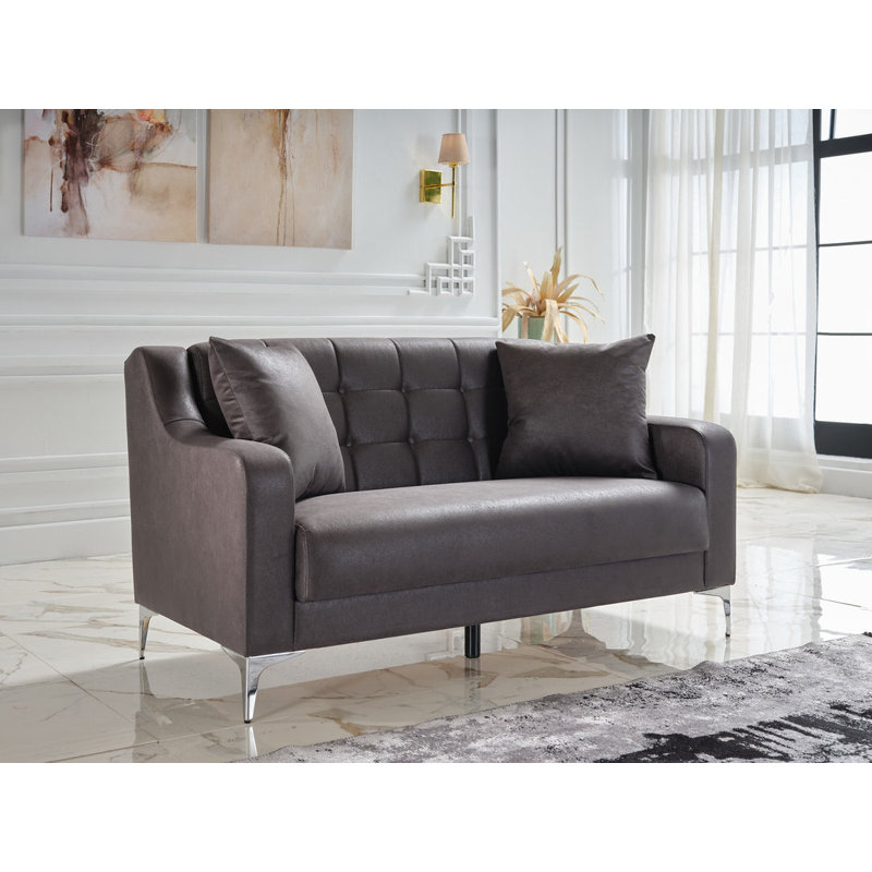 Khalif 62.6'' Upholstered Biscuit Convertible Sofa