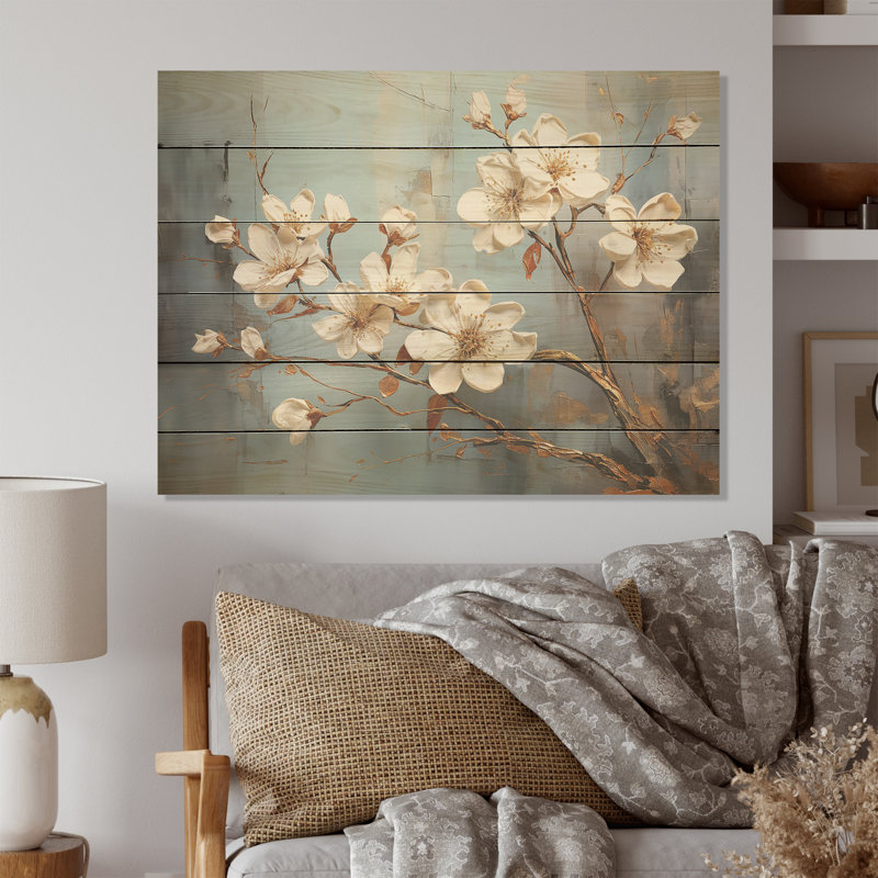 Jonquilles de beauté dorée, décorations dorées - jonquilles en bois sur bois de pin naturel, H 10 po x l 20 po
