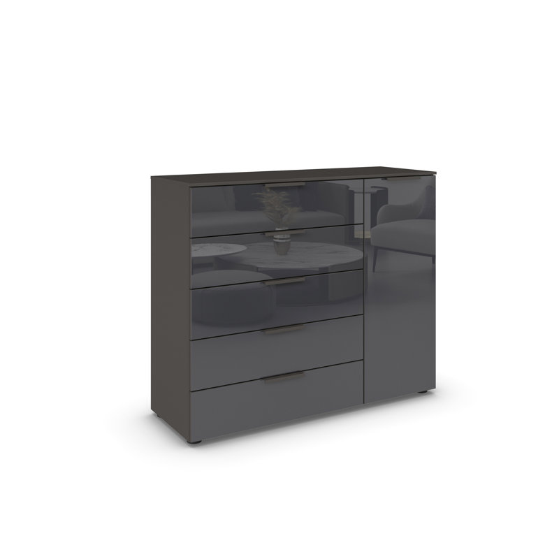 Flipp 5 - Drawer Chest of Drawers, Graphite/Glass Basalt