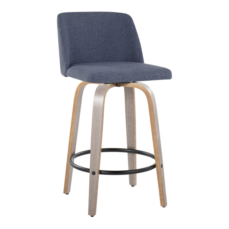 Contemporary Counter Stool, Siège bleu / cadre brun / noir