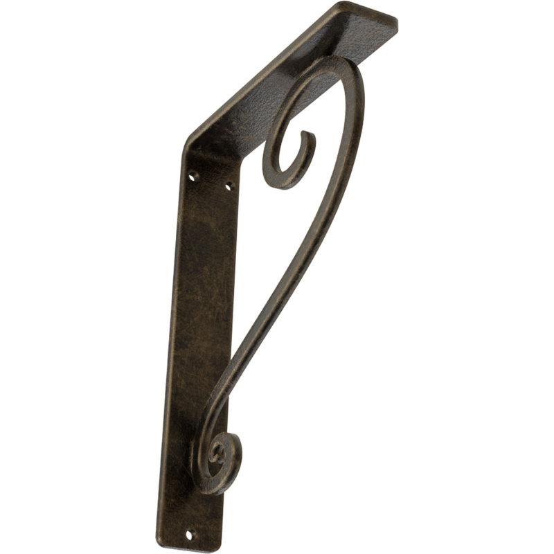 Support en fer forgé Edwards, l 1 1/2 po x P 5 1/2 po x H 8 po, (croisillon central simple), or pâle antique, Or pâle antique