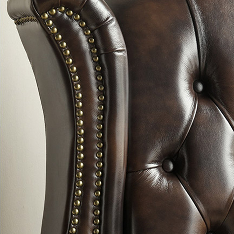 Fauteuil de style européen pasteur 33,4 po, Cuir brun foncé