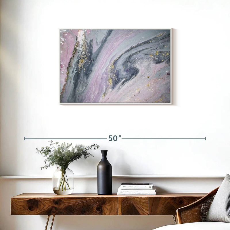 Luper rose et gris, Cadre flottant blanc, 31 po x 21 po