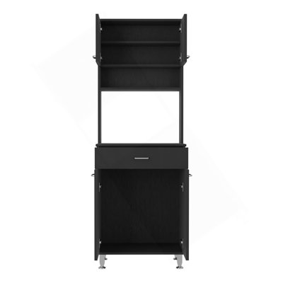 Garde-manger Piacenza, armoire à deux portes doubles, finition wengé noir