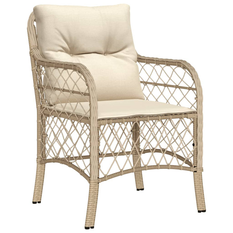 Latitude Run® 3 Piece Bistro Set With Cushions Beige Poly Rattan, Beige, 29.1" H x 31.5" W x 63" D, Beige