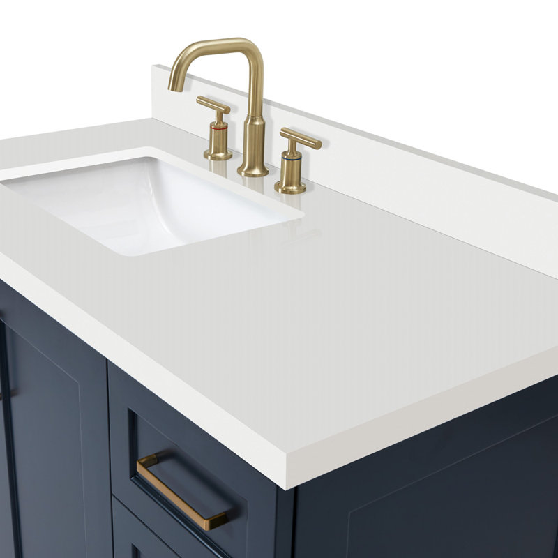ARIEL TAYLOR 43 IN. LEFT OFFSET SINGLE RECTANGLE SINK VANITY IN GREY, Midnight Blue, Rectangular, Left