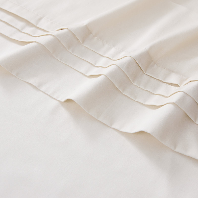 Ensemble de draps en coton 4 pièces, Crème, Ensemble de draps pour très grand lit