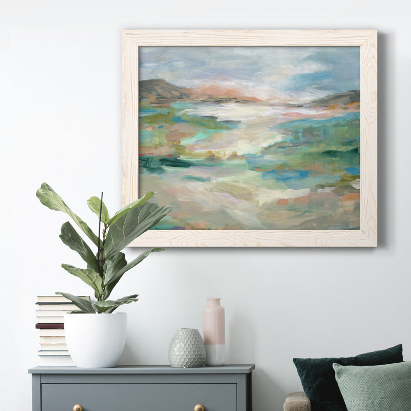 Vallée luxuriante - Peinture sur toile encadrée, H 20 po x l 17 po x P 1,5 po, Blanc