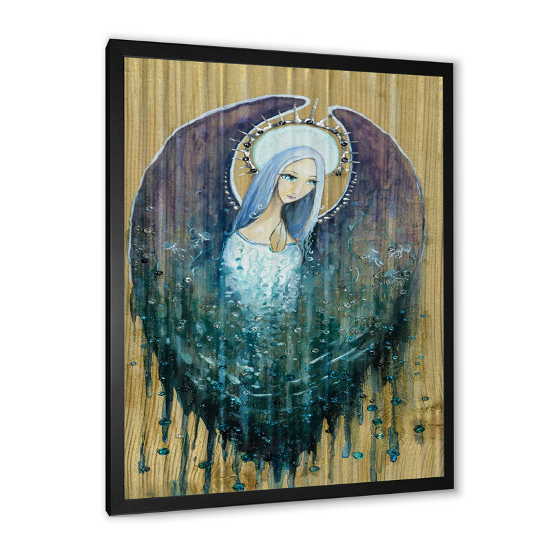 Ange religieux, art mural Klimt II, Toile avec cadre photo noir, H 20 po x l 12 po x P 1 po