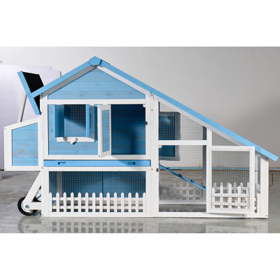 Cage bleue 76 po avec sensation naturelle, course extérieure, plateau à nettoyage rapide, toit imperméable en lapin d'intérieur et d'utilisation en bois, espace de jeu, plateau coulissant pour garder