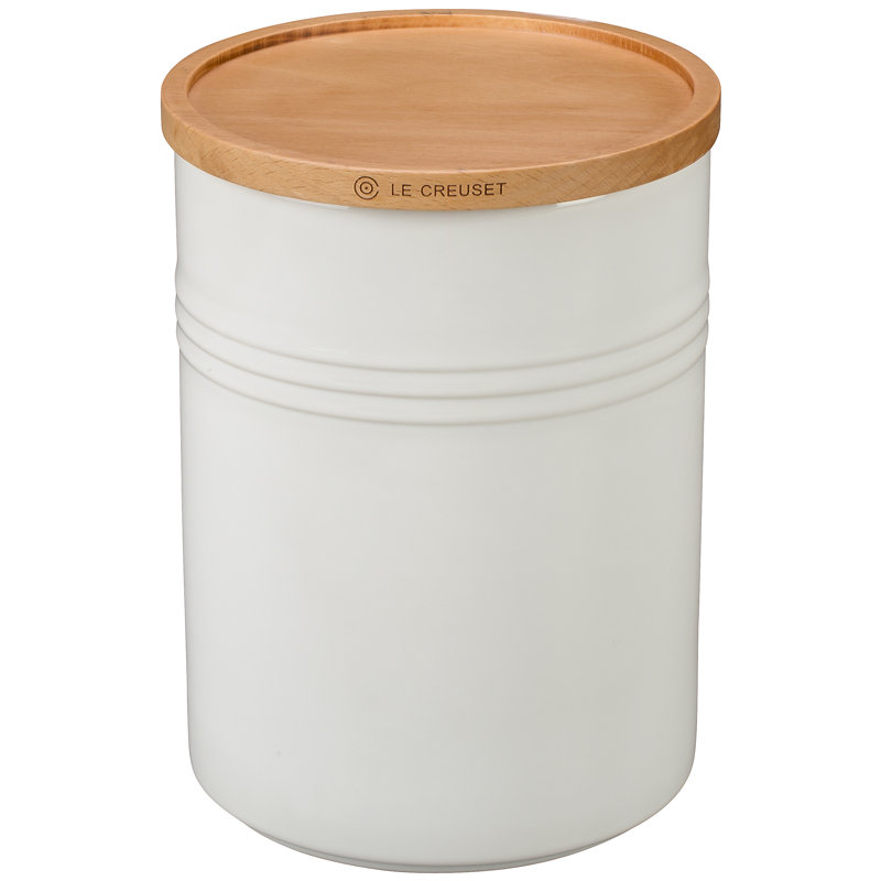 Metallics Kitchen Canister, White, 8" H x 5.5" W x 5.5" D