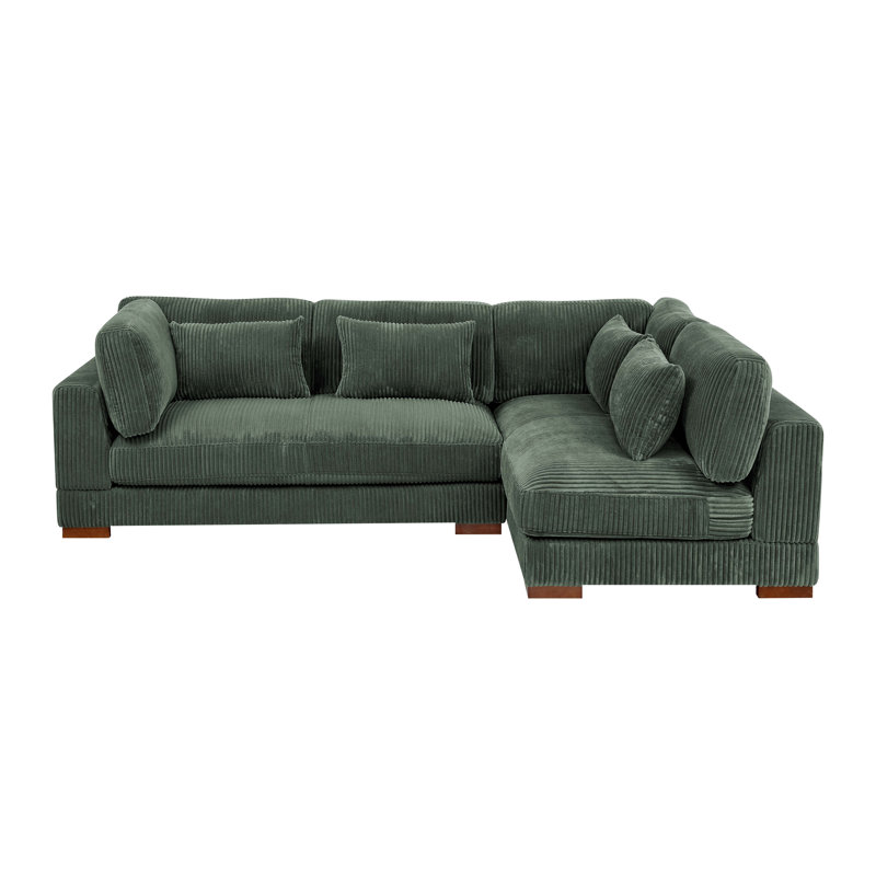 Basilius 107" Wide Corner Sectional, Right Hand Facing, Hunter Green Corduroy