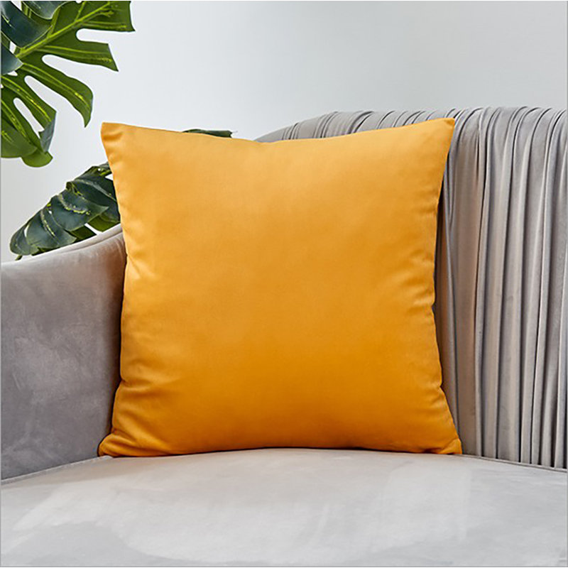 Housse de coussin carrée en polyester, 22 po x 22 po, Jaune