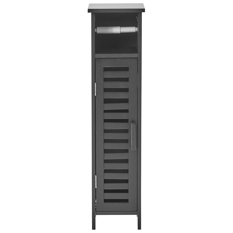Toilet Paper Cabinet Olathe Bamboo Wood, Matte Black