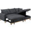 Canapé-lit modulaire en tissu gris foncé de 83,67 po avec rangement, 2 coussins et espace de couchage mobile