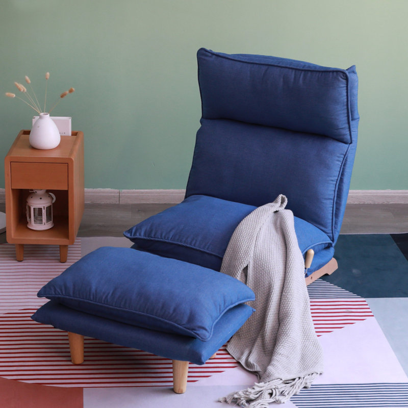 Chaise de loisir rembourrée Damaryon, Polyester bleu foncé