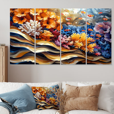 Brown Blue Great Barrier Reef I - Coral Wall Art Set