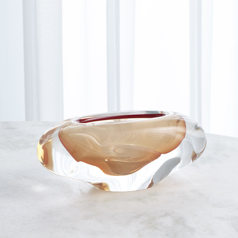 Abstract Bean Vase-Persimmon-Lg, Orange, 5.25" H x 5.75" W x 13" D