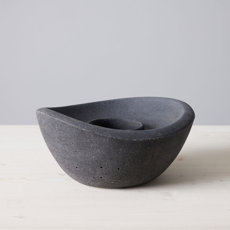 Graphite Concrete Gel Fuel Tabletop Fire Pit with Stones