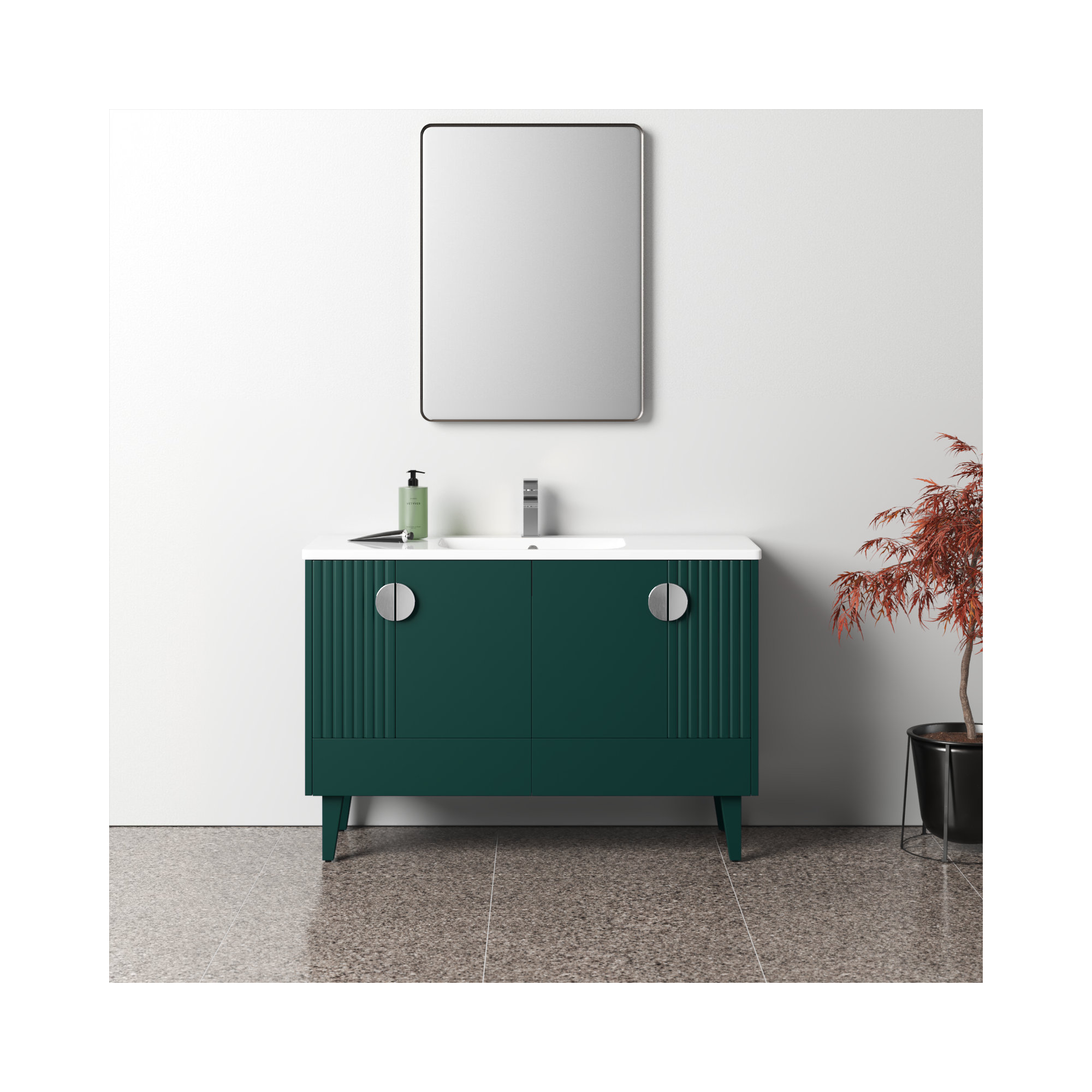 Saimah 48'' Single Bathroom Vanity, Polished Chrome, Green