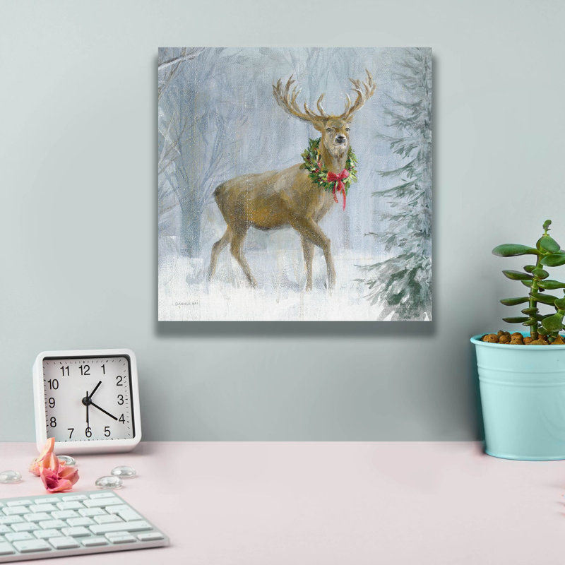  «Woodland Holidays 1 Deer» par Danhui Nai, art mural sur toile