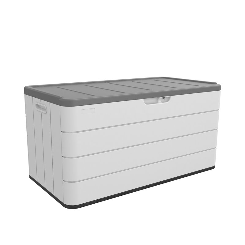 46'' White and Gray Lockable HDPE Outdoor Storage Cabinet