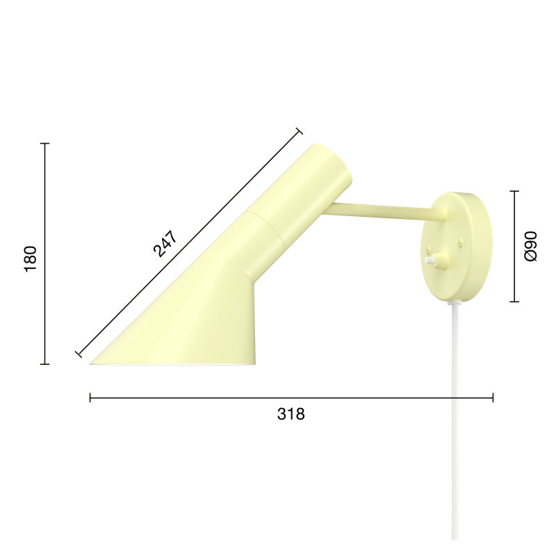 AJ Wall Light, With Switch, Soft Lemon