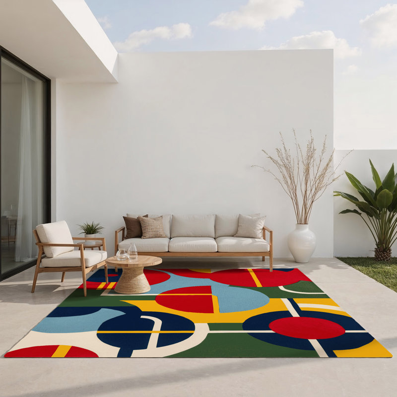 Jaunty Wobble Indoor And Outdoor Area Rug, Rectangle 5' x 7'