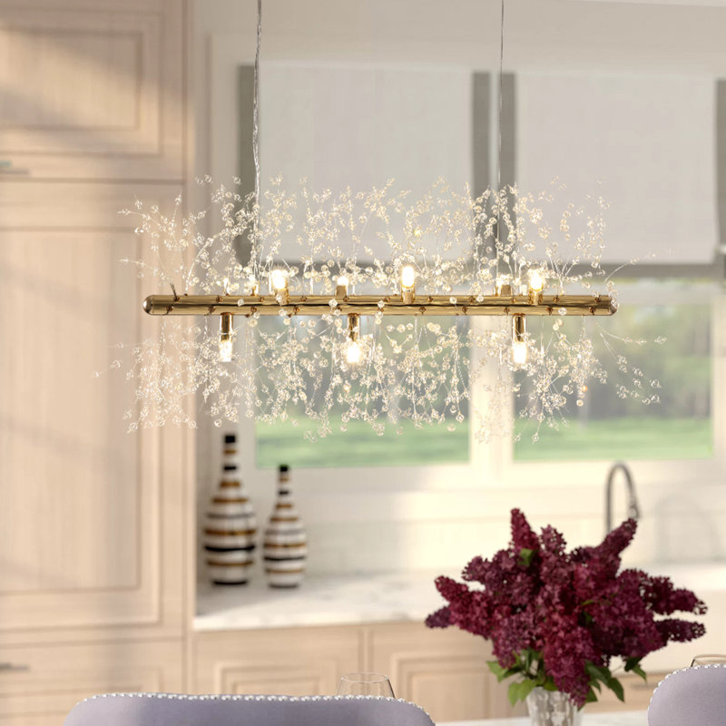 Dandelion 9 - Light Dandelion Starburst Sunburst Ceiling Lighting Kitchen Island Linear Pendant, Gold