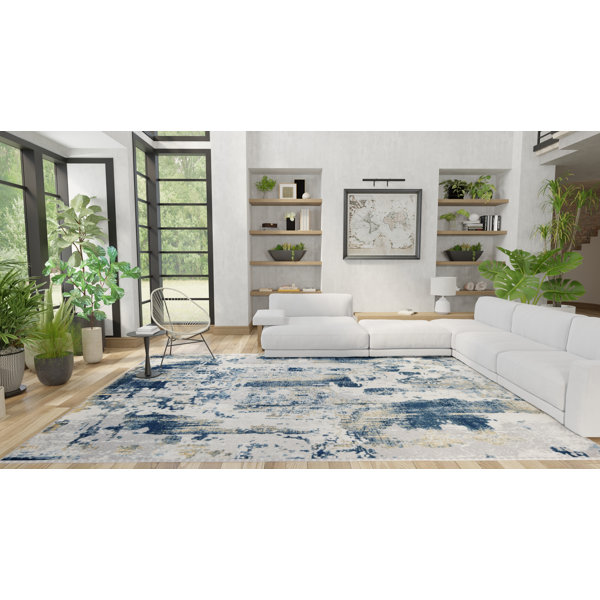 CosmoLiving by Cosmopolitan Auden Abstract Sapphire Blue Area Rug ...