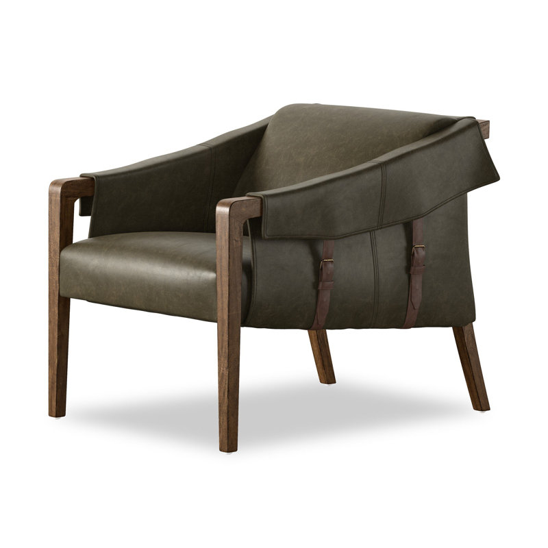 Karin 27" Wide Armchair, Dulane Moss Genuine Leather, Brown