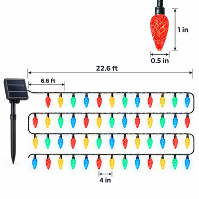 Guirlande lumineuse solaire de 6,9 ​​mètres avec 50 DEL multicolores