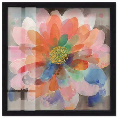 Prismatic Dahlia II Shadowbox Print Flower Wall Art by Art Remedy, Black Frame, 25 x 25