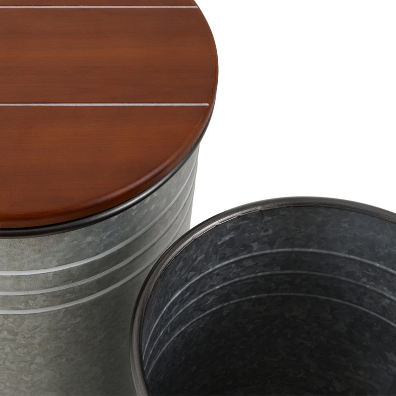 Nicky Solid Wood Top Nesting Tables, Galvanized