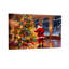 «Christmas Santa Decorates Christmas Tree with Lights», ensemble de 3 impressions murales sur toile-232486180