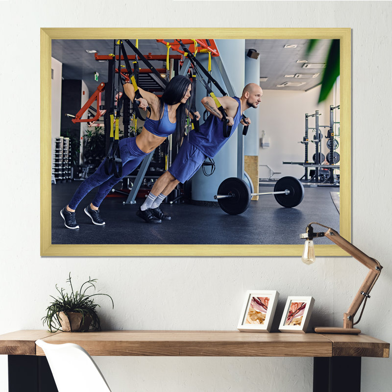 Athlétisme Couple, robes, entraînement sur toile, Cadre doré simple, H 30 po x l 40 po x P 1,5 po